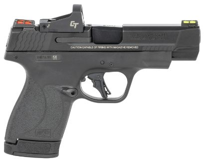 Picture of Smith & Wesson 13251 Performance Center M&P Shield Plus 9Mm Luger 4" 10+1,13+1 Black Matte Black Armornite Stainless Steel Slide Black Polymer Grip (No Manual) Fo Sights Crimson Trace Red Dot 