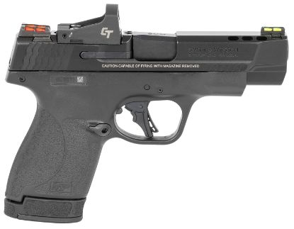 Picture of Smith & Wesson 13253 Performance Center M&P Shield Plus 9Mm Luger 4" Ported 10+1,13+1 Black Matte Black Armornite Stainless Steel Ported Slide Black Polymer Grip (No Manual) Crimson Trace Red Dot 