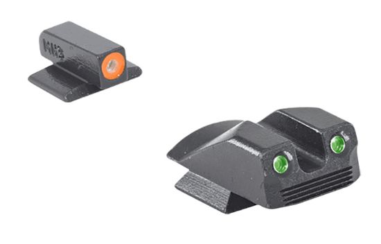 Picture of Meprolight Usa 412293131 Hyper-Bright Black | Green Tritium With Orange Outline Front Sight Green Tritium With Black Outline Rear Sight Set 