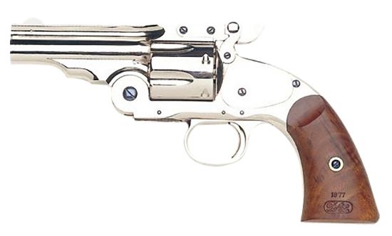 Picture of Taylors & Company 550675 Schofield Top Break 44-40 Win Caliber With 5" Barrel, 6Rd Capacity Cylinder, Overall Nickel-Plated Finish Steel & Walnut Grip 