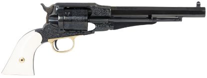 Picture of Taylors & Company 550761 Remington Conversion Lawdawg 45 Colt (Lc) Caliber With 8" Barrel, 6Rd Capacity Cylinder, Overall Blued Engraved Finish Steel & 2-Piece Ivory Grip 