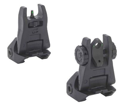 Picture of Meprolight Usa 404100 Fubs Self Illuminated Flip Backup Sights Black Green Tritium Front & Rear For Ar-15 