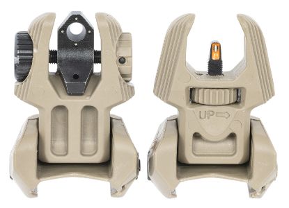 Picture of Meprolight Usa 403440 Fubs Self Illuminated Flip Backup Sights Desert Tan-Orange Front Sight /Green Rear Sight For Ar-15 