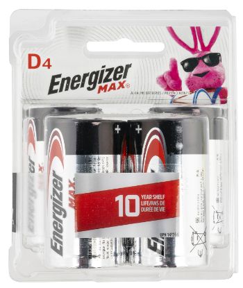 Picture of Energizer E95bp4 Max D Batteries Black & Silver Alkaline 1.5 Volt, Qty (4) Single Pack 