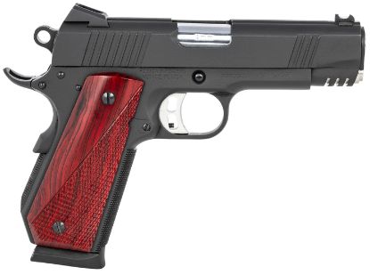 Picture of Fusion Firearms 1911Riptidec9mm 1911 Freedom Riptide C 9Mm Luger 4.25" 8+1, Black, Beavertail Frame, Serrated Slide, Red Cocobolo Grip, 70 Series Design 