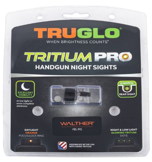 Picture of Truglo Tgtg231w1c Tritium Pro Black | Green Tritium Orange Outline Front Sight Green Tritium Rear Sight 