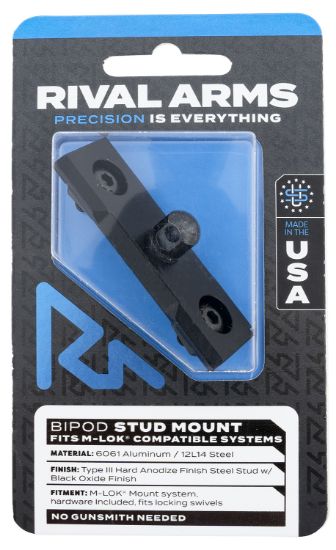 Picture of Rival Arms Rara92m3b Bipod Stud Mount Black Oxide 6061-T6 Aluminum With Black Anodized 12L14 Steel Stud Compatible With M-Lok Mount System 