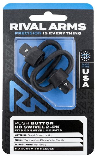 Picture of Rival Arms Ra-Ra92s1a Hd Swivel Set Black Manganese Phosphate Steel With 1.5" Loops & Push Button 