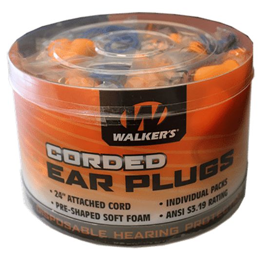 Picture of Walker's Gwpcordplgbkt Corded Foam Ear Plugs 32 Db Orange With Blue Cord 50 Pair 