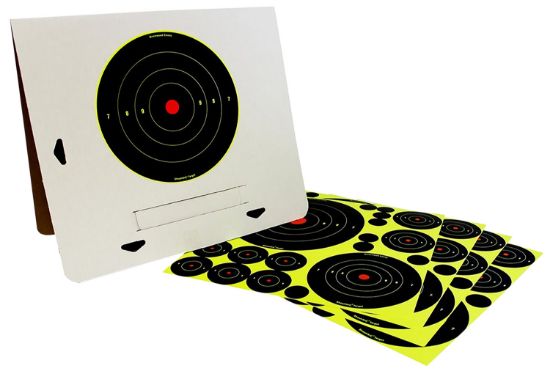 Picture of Birchwood Casey 34208 Shoot-N-C Reactive Target Variety Pack Bullseye Adhesive Paper Target 4 Per Pkg 