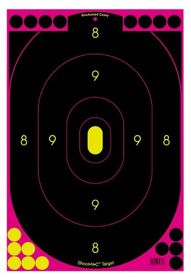 Picture of Birchwood Casey 34635 Shoot-N-C Reactive Target Oval Adhesive Paper 12" X 18" Black/Pink 5 Pack 