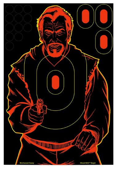 Picture of Birchwood Casey 34647 Shoot-N-C Reactive Target Bad Guy Silhouette Adhesive Paper Target 12" X 18" 12 Per Pkg 