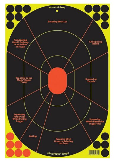 Picture of Birchwood Casey 34657 Shoot-N-C Reactive Target Bullseye Adhesive Paper Target 12" X 18" 40 Per Pkg 