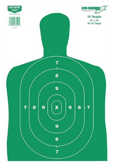 Picture of Birchwood Casey 37010 Eze-Scorer Bc-27 Silhouette Paper Target 12" X 18" 100 Per Pkg 