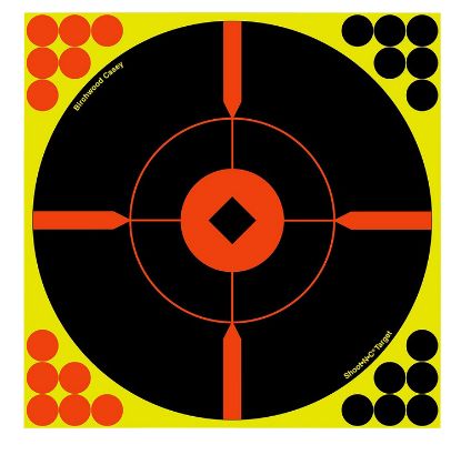 Picture of Birchwood Casey 34016 Shoot-N-C Reactive Target Bullseye Adhesive Paper Target 12" 100 Per Pkg 