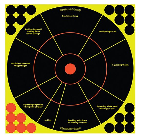 Picture of Birchwood Casey 34072 Shoot-N-C Reactive Target Bullseye Adhesive Paper Target 12" 100 Per Pkg 