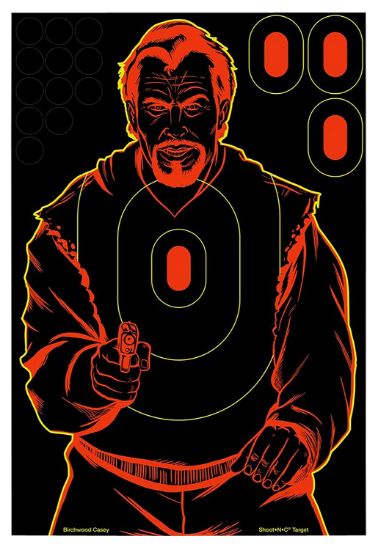 Picture of Birchwood Casey 34643 Shoot-N-C Reactive Target Self-Adhesive Paper Pistol Black/Red Silhouette 100 Per Pkg 