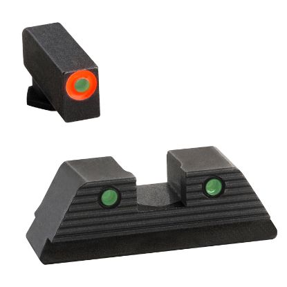 Picture of Ameriglo Gl817 Trooper Sight Set For Glock Black | Green Tritium With Orange Outline Front Sight Green Tritium With Black Outline Rear Sight 