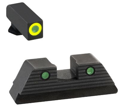 Picture of Ameriglo Gl819 Trooper Sight Set For Glock Black | Green Tritium With Lumigreen Outline Front Sight Green Tritium With Black Outline Rear Sight 