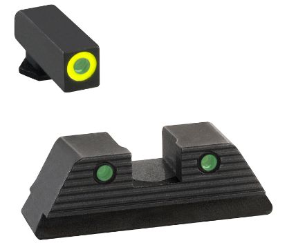 Picture of Ameriglo Gl820 Trooper Sight Set For Glock Black | Green Tritium With Lumigreen Outline Front Sight Green Tritium With Black Outline Rear Sight 