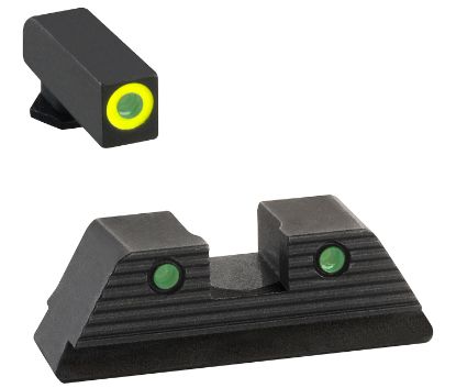Picture of Ameriglo Gl821 Trooper Sight Set For Glock Black | Green Tritium With Lumigreen Outline Front Sight Green Tritium With Black Outline Rear Sight 