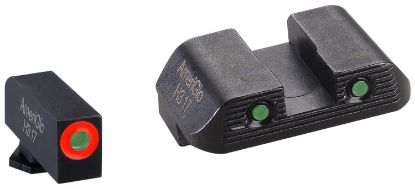 Picture of Ameriglo Gl823 Trooper Sight Set For Glock Black | Green Tritium With Orange Outline Front Sight Green Tritium With Black Outline Rear Sight 