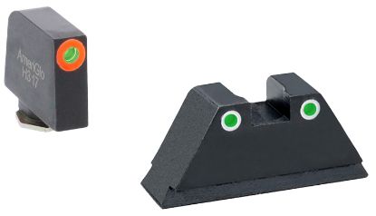 Picture of Ameriglo Gl331 Optic Compatible Sight Set For Glock Black | Xl Tall Green Tritium With Orange Outline Front Sight Xl Tall Green Tritium With White Outline Rear Sight 
