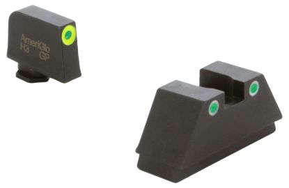 Picture of Ameriglo Gl333 Optic Compatible Sight Set For Glock Black | Xl Tall Green Tritium With Lumigreen Outline Front Sight Xl Tall Green Tritium With White Outline Rear Sight 