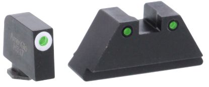 Picture of Ameriglo Gl152 Optic Compatible Sight Set For Glock Black | Xl Tall Green Tritium With White Outline Front Sight Xl Tall Green Tritium With Black Outline Rear Sight 