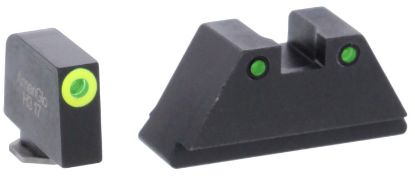 Picture of Ameriglo Gl252 Optic Compatible Sight Set For Glock Black | Xl Tall Green Tritium With Lumigreen Outline Front Sight Xl Tall Green Tritium With Black Outline Rear Sight 