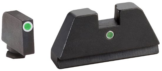 Picture of Ameriglo Gl191 Optic Compatible Sight Set For Glock Black | Xl Tall Green Tritium With White Outline Front Sight Xl Tall Green Tritium I-Dot Rear Sight 