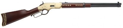 Picture of Cimarron Ca228g19 1866 Yellowboy Carbine Full Size 45 Colt (Lc) 10+1 19" Blued Steel Barrel, Brass Steel Receiver, Fixed Wood W/Brass Tacks Stock, Right Hand 