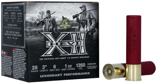 Picture of Hevi-Shot Hs53286 Hevi-Xii 28 Gauge 3" 1 Oz Tungsten 6 Shot 25 Per Box/ 10 Case 