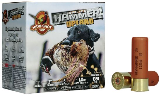 Picture of Hevi-Shot Hs29125 Hevi-Hammer Upland 12 Gauge 3" 1 1/8 Oz Steel/ Bismuth 5 Shot 25 Per Box/ 10 Case 