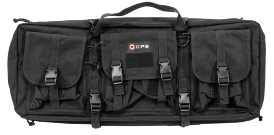 Picture of Gps Bags Drc28 Double Rifle Case Black 600D Polyester W/ 2 Padded Pistol Sleeves Molle Webbing & Lockable Zippers 