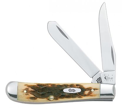 Picture of Case 00013 Mini Trapper 2.70"/2.75" Folding Clip Point/Spey Plain Mirror Polished Tru-Sharp Ss Blade/ Peach Seed Jigged Amber Bone Handle 