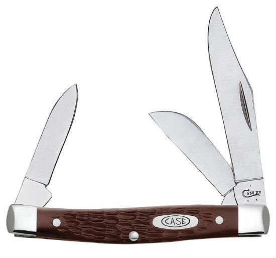 Picture of Case 00106 Stockman Medium 2.42"/1.58"/1.57" Folding Clip/Sheepsfoot/Pen Plain As-Ground Tru-Sharp Ss Blade/Brown Jigged Synthetic Handle 