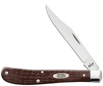 Picture of Case 00135 Trapper Slimline 3.25" Folding Clip Point Plain As-Ground Tru-Sharp Ss Blade/Brown Jigged Synthetic Handle 