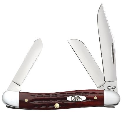 Picture of Case 00786 Stockman Medium 2.57"/1.88"/1.71" Folding Clip/Sheepsfoot/Spey Plain Mirror Polished Tru-Sharp Ss Blade/Corn Cob Jigged Old Red Bone Handle 