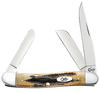 Picture of Case 03578 Stockman Medium 2.57"/1.88"/1.71" Folding Clip/Sheepsfoot/Spey Plain Mirror Polished Tru-Sharp Ss Blade/Brown Jigged 6.5 Bonestag Handle 