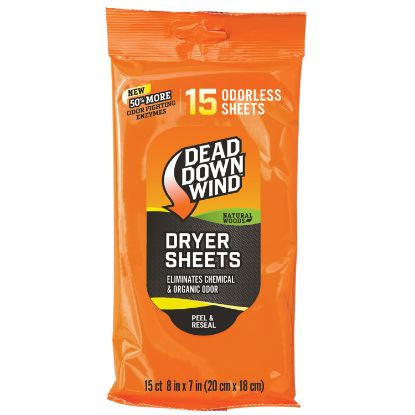 Picture of Dead Down Wind 11913 Dryer Sheets Cover Scent Natural Woods Scent Dryer Sheet 15 Per Pkg 