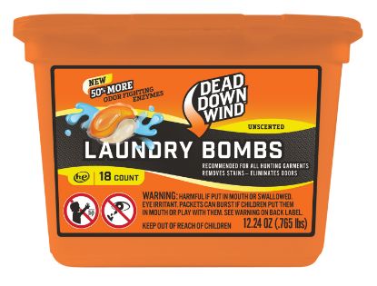 Picture of Dead Down Wind 118318 Laundry Bombs Odor Eliminator Unscented Scent 12.24 Oz Tub 18 Count 