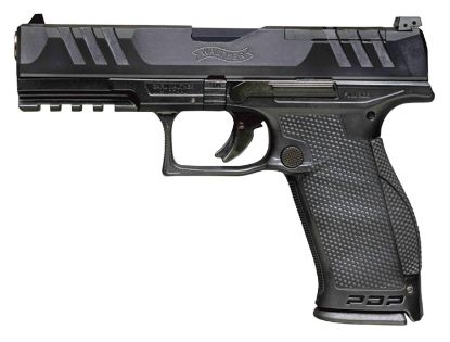 Picture of Walther Arms 2844001 Pdp Optic Ready 9Mm Luger Caliber With 5" Barrel, 18+1 Capacity, Black Finish Picatinny Rail Frame, Serrated/Optic Cut Black Steel Slide & Performance Duty Textured Polymer Grip 