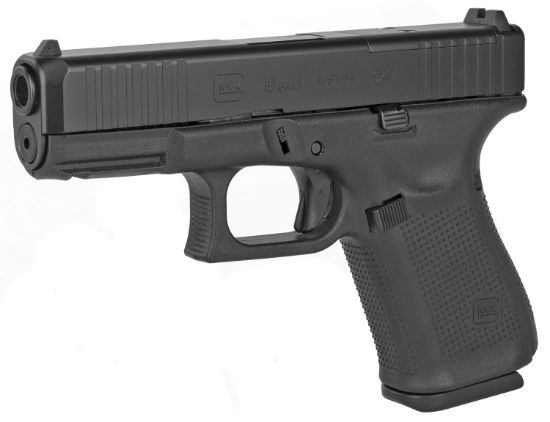 Picture of Glock G19 Gen5 Mos 9Mm Luger 4.02" 15+1 Black Black Ndlc Steel With Front Serrations & Mos Cuts Slide Black Interchangeable Backstrap Grip Fixed Sights 