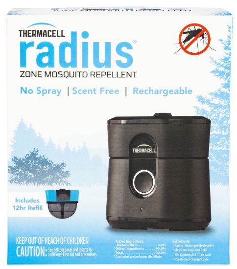 Picture of Thermacell Lz1w Radius Zone Rechargeable Repeller Black Effective 15 Ft Odorless Scent Repels Mosquito Effective Up To 12 Hrs 