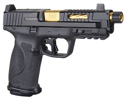 Picture of Ed Brown Mpf4 Fueled M&P F4 9Mm Luger 4.25" 17+1 Overall Black Nitride Finish With Stainless Steel Slide, Polymer Grip & Gold Finish Barrel 