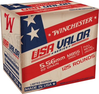 Picture of Winchester Ammo Usa855125 Usa Valor M855 Green Tip 5.56X45mm Nato 62 Gr Full Metal Jacket 125 Per Box/ 10 Case 