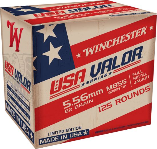 Picture of Winchester Ammo Usa855125 Usa Valor M855 Green Tip 5.56X45mm Nato 62 Gr Full Metal Jacket 125 Per Box/ 10 Case 