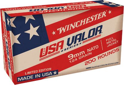 Picture of Winchester Ammo Usa9natow Usa Valor 9Mm Luger 124 Gr Full Metal Jacket 200 Per Box/ 5 Case 