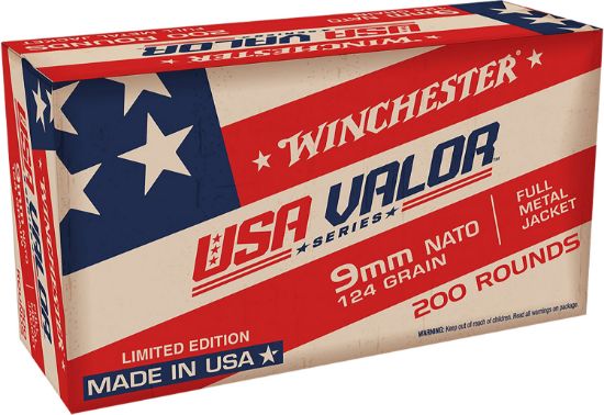 Picture of Winchester Ammo Usa9natow Usa Valor 9Mm Luger 124 Gr Full Metal Jacket 200 Per Box/ 5 Case 